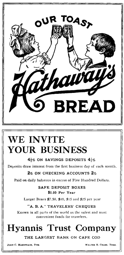 Advertisements: Hathaway's Bread, Hyannis Trust Co.