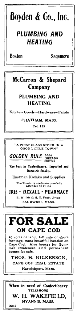 Advertisements: Plumbing and Heating, Rexall, For Sale, W.H. Wakefield.