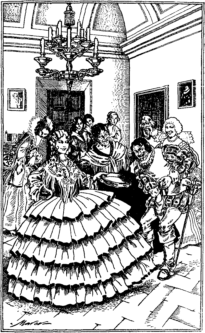 ...y poniendo la mano en la faldriquera, ...