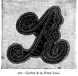 Letter A in Point Lace.