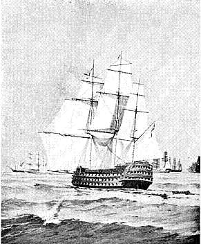 H.M.S. "Victory" going into Battle at Trafalgar
