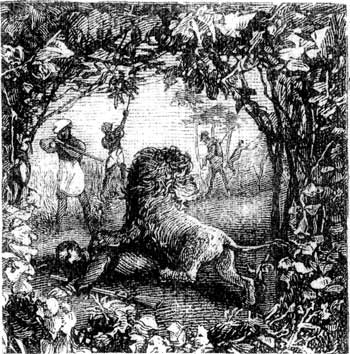 LIVINGSTONE ATTACKED BY A LION
