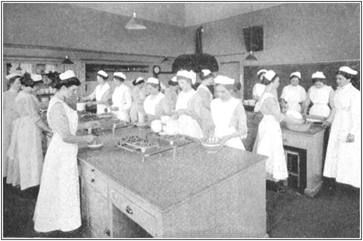 Cooking class at Benson Polytechnic School for Girls, Portland, Oregon