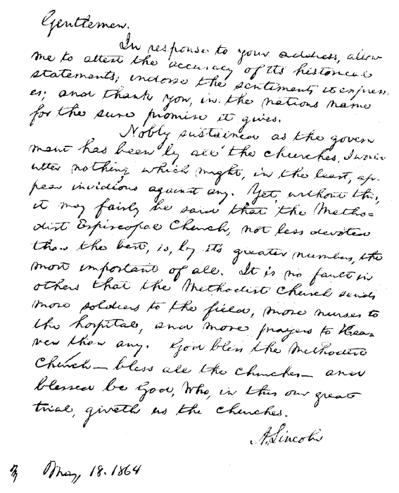 Facsimile Of President Lincoln's Letter