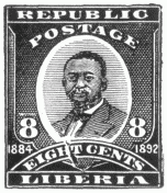 Stamp, "Republic Liberia Postage", 1884-1892, 8 cents