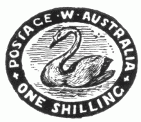 Stamp, "Postage W. Australia", 1 shilling