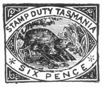 Stamp, "Stamp Duty Tasmania", 6 pence