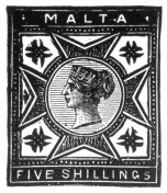 Stamp, "Malta", 5 shilling