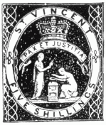 Stamp, "St. Vincent", 5 shilling