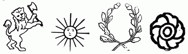 Watermark, Lion with Axe,
Sun, Wreath, Flower