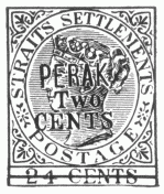 Stamp, "Straits Settlement", surcharged "Perak"