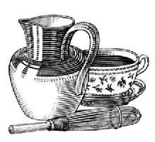Pitcher, cup, and whisk