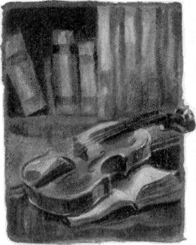 Violin and books