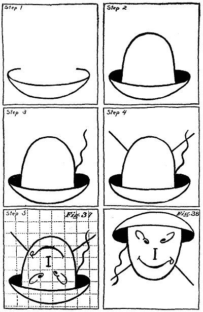 Figures 37 and 38: Drawing of a dish of rice, that upside-down becomes a Chinese man.