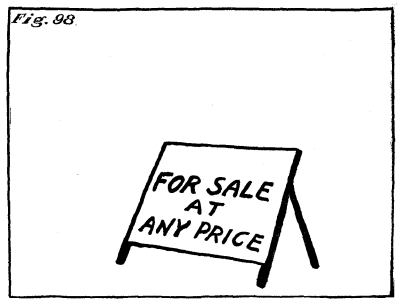 Figure 98: A sign reading 'For sale at any price'.