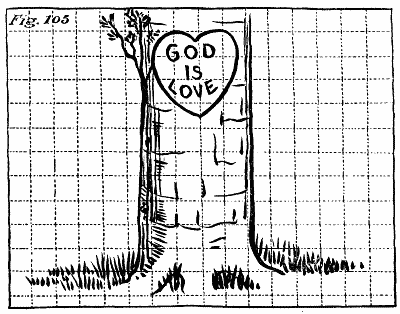 Figure 105: The tree grown large, with the heart revealing the words 'God is Love'.