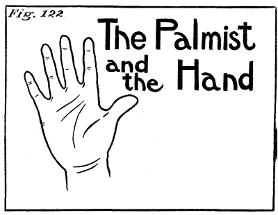 Figure 122: A hand, with the words 'The Palmist and the hand'.