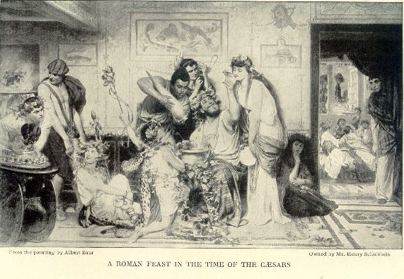 A Roman feast in the time of the Caesars.