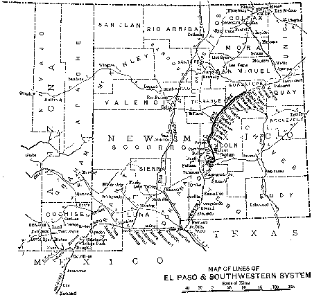 [Illustration: FIG 1. MAP OF LINES OF EL PASO & SOUTHWESTERN SYSTEM]
