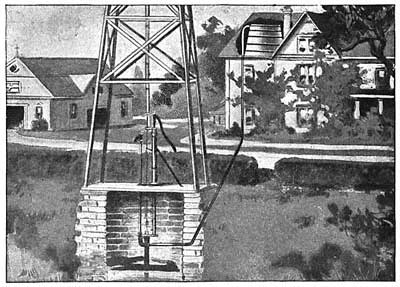 FIG. 125.—The windmill pumps water into the tank.