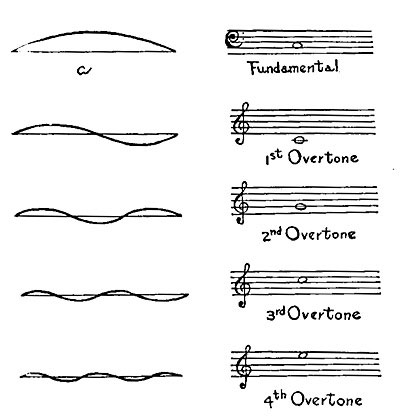 FIG. 185.—A string can vibrate in a number of
different ways simultaneously, and can produce different notes
simultaneously.