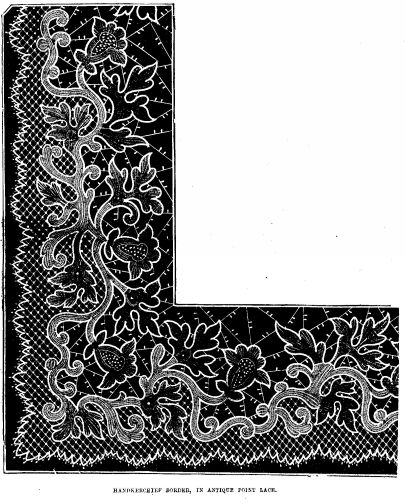 HANDKERCHIEF BORDER, IN ANTIQUE POINT LACE.