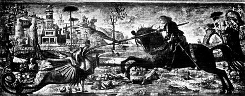 S. GEORGE AND THE DRAGON FROM THE PAINTING BY CARPACCIO
At S. Giorgio dei Schiavoni