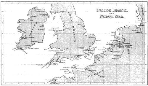 Map of the English Channel and North Sea