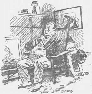 William was on the floor behind Uncle George's chair endeavouring to turn a
somersault in a very restricted space.