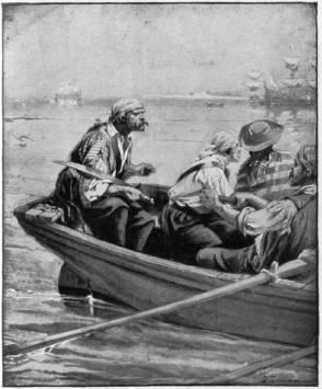 In a small boat filled with some of his trusty men, he rowed quietly into the port.--p. 77.