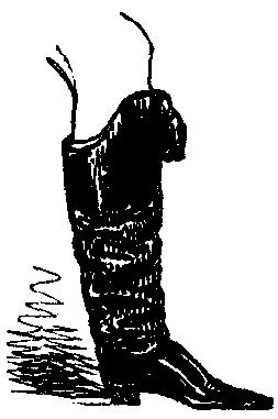 A leg modelling a Hessian boot