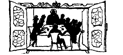 A group of people seated around a table that is in a cabinet.