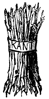 A bundle of rods tied with a banner marked 'KANT'