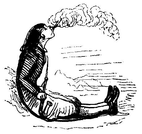 A seated man smokes and forms a letter C