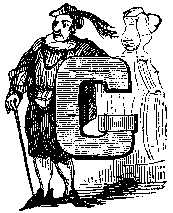 A man leans against a letter G