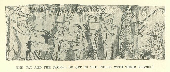 357.jpg the Cat and The Jackal Go off to The Fields With Their Flocks Drawn by Faucher-gudin, from Lepsius. 