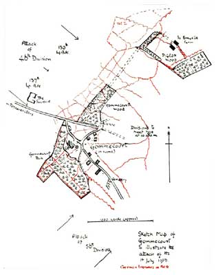 Sketch map of Gommecourt