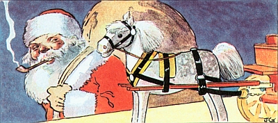 Santa leaves the Wooden Horse