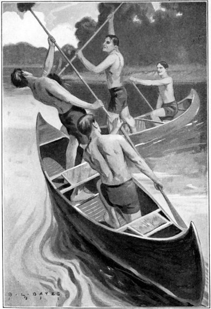 [Illustration: THE CANOES SWUNG ABOUT AND MADE FOR EACH OTHER]