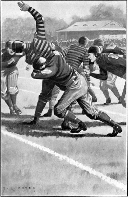 [Illustration: LAWRENCE LAUNCHED HIMSELF AND HURLED THE RUNNER BACKWARD (p. 194)]