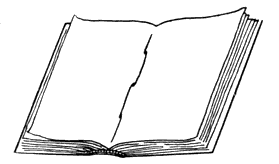 Fig 13.<br />Typical appearance of the sewing of a book on raised bands, as seen from the inside of each section. The bands invisible. Known as 'flexible.'