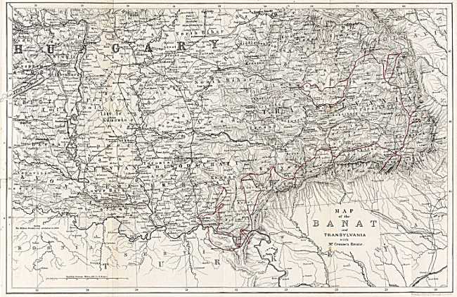 Map of the BANAT and TRANSYLVANIA with Mr. Crosse's Route