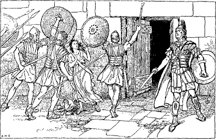 Tarpeia opens the gate for the soldiers