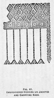 FIG. 61. EMBROIDERED DESIGNS ON
JACKTES[sic] AND CARRYING BAGS.