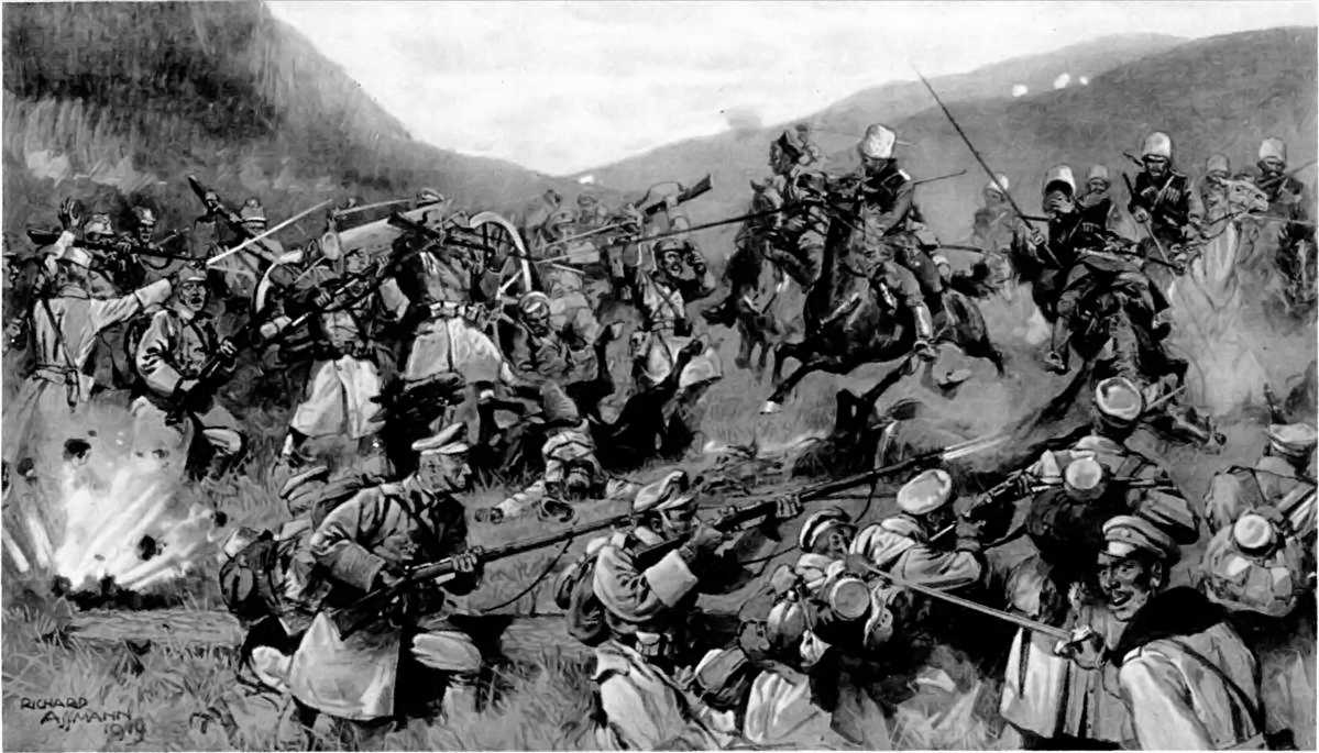 THE VICTORIOUS RUSSIAN CAVALRY IN ACTION: A CHARGE BY THE GALLANT FORCE WHICH CROSSED THE CARPATHIANS INTO HUNGARY.