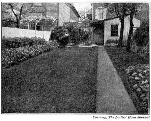 The same house and garden, neatly trimmed and cleaned.