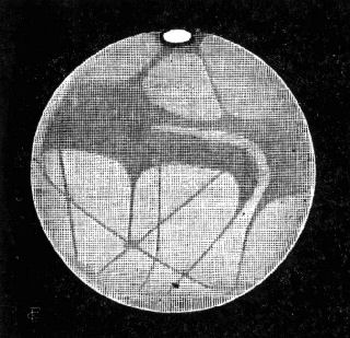 Fig. 4.—Mars, August 27, 1892 (Guiot), the white patch
is the supposed Polar Snow Cap.