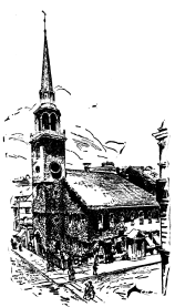 A drawing of the exterior of a church