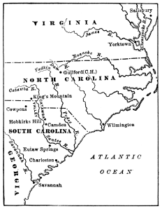A map shoing Georgia to Virginia