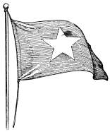 A drawing of a flag with one star right in the middle of it.
